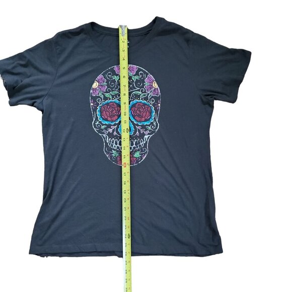 Sugar Skull GraphicT-shirt Blue, Green, Purple and Gold Women's Large - Picture 10 of 11